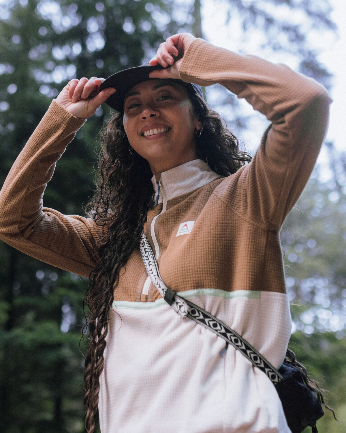 Off Trail Grid Polar Fleece - Caramel/Birch - Lifestyle