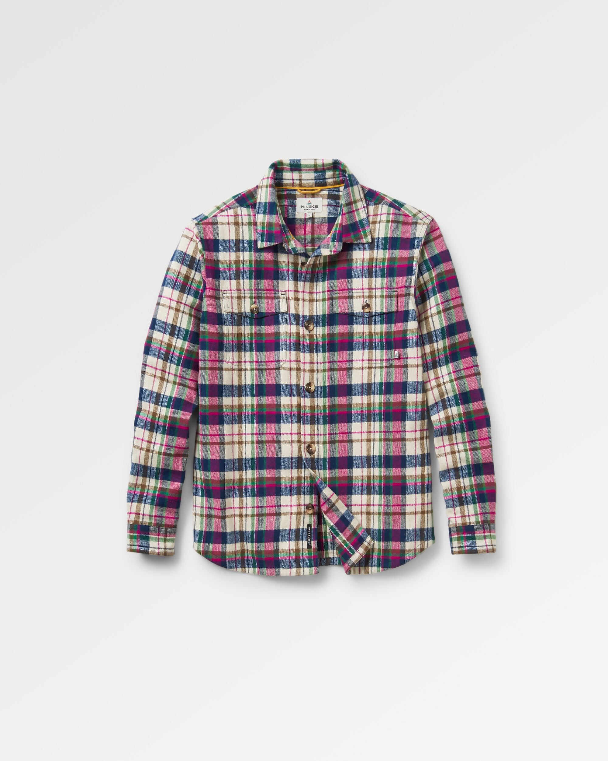 Rustic Organic Cotton Heavyweight Overshirt - Off White Check - Flatlay