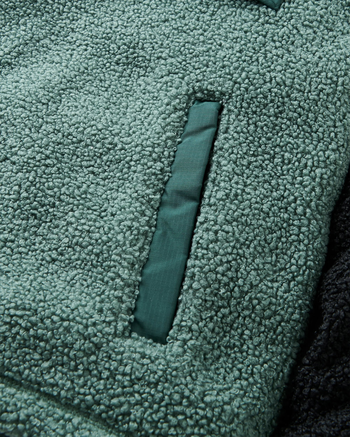 Woodland Recycled Polar-lined Sherpa Fleece - Black/ Dark Forest - Flatlay