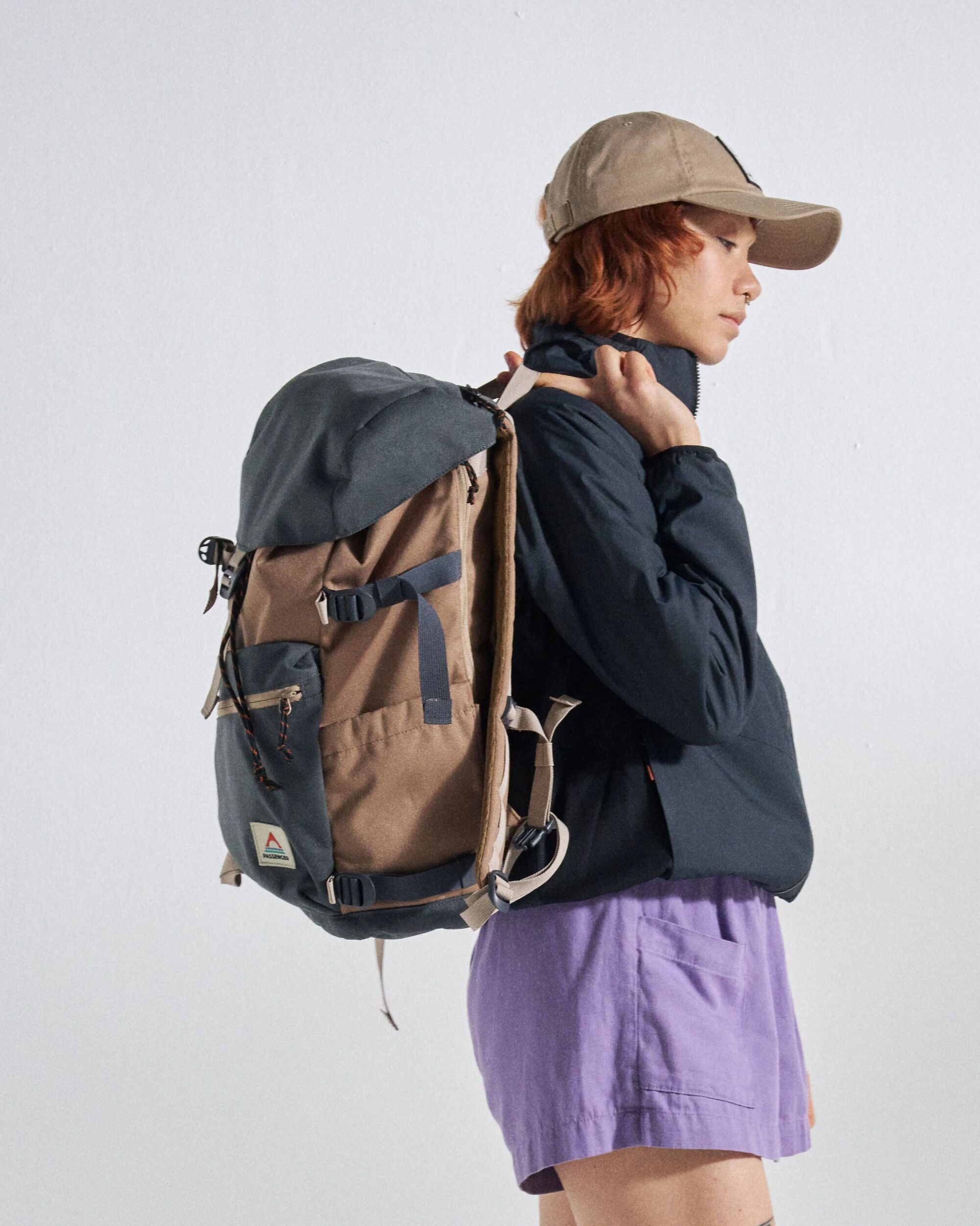 Vantage 24L Backpack - Charcoal/ Caramel - Studio Model - Female