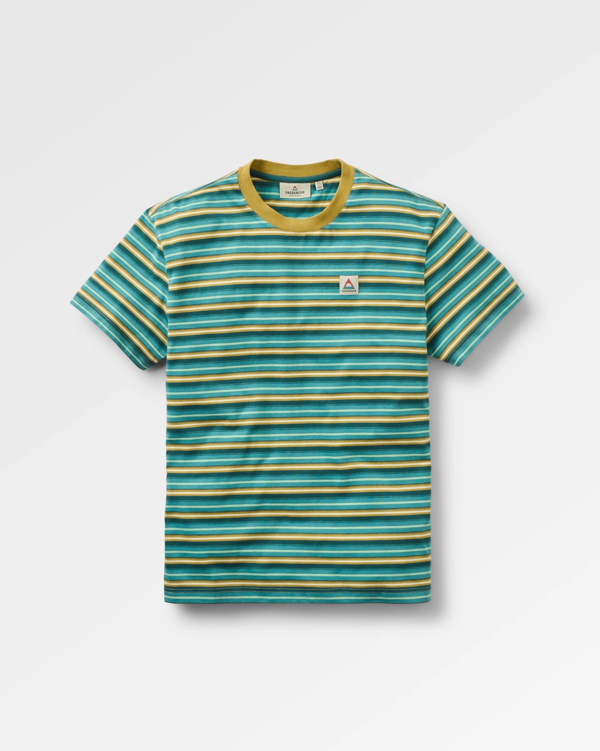 T-shirt coupe décontractée rétro - rayures multicolores bleu océan