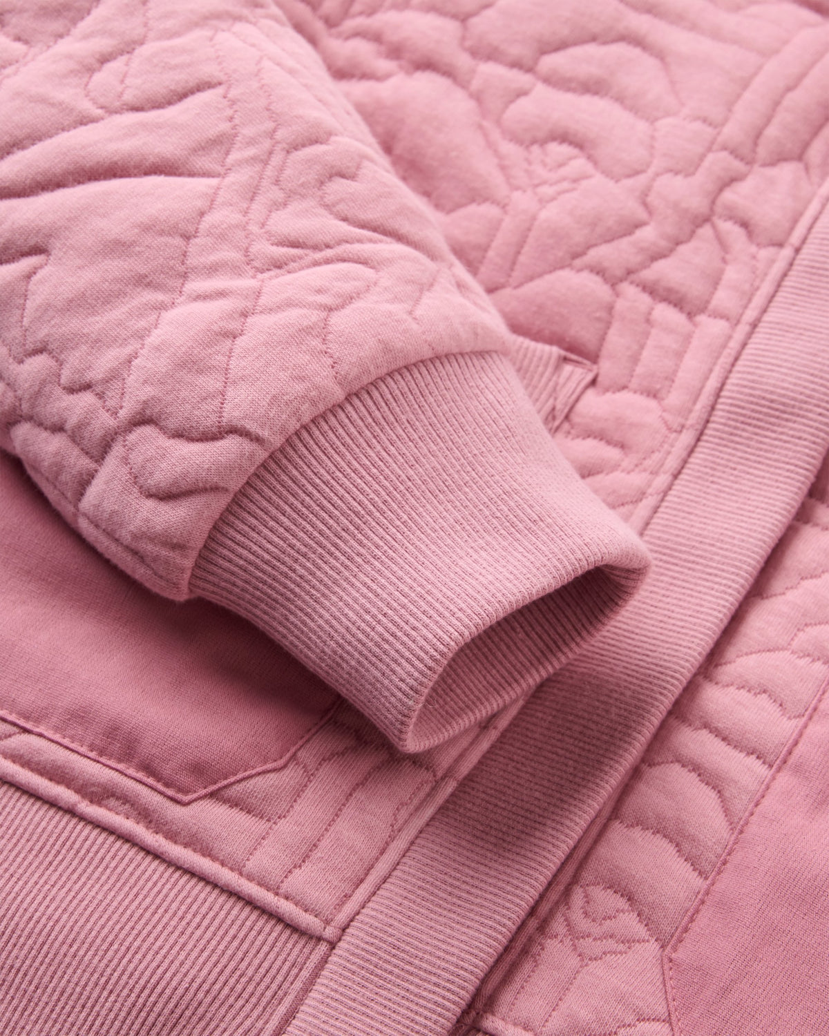 Seagrass Organic Cotton Quilted Hoodie - Pink Haze - Flatlay
