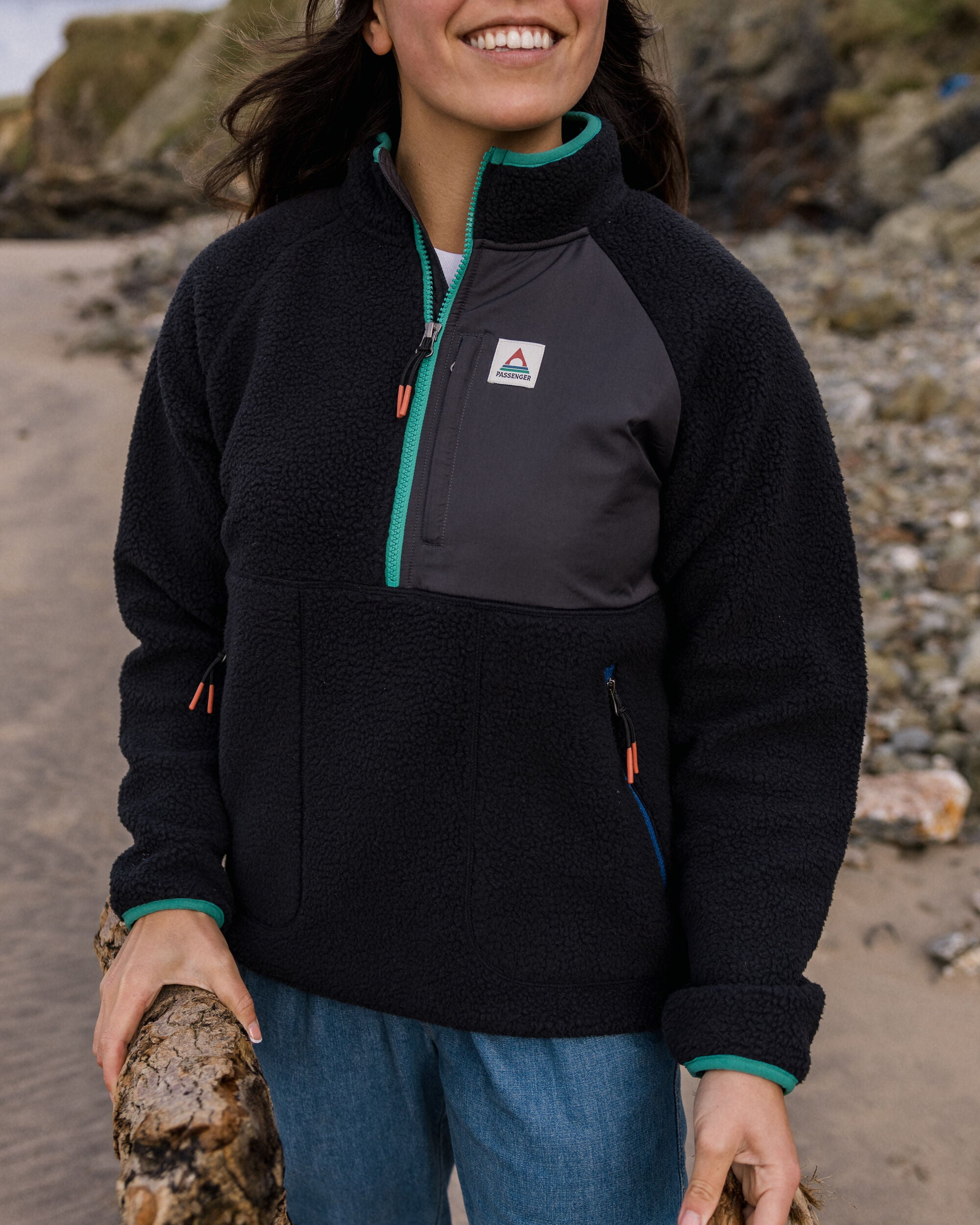 Home Recycled Sherpa Fleece - Black - Lifestyle