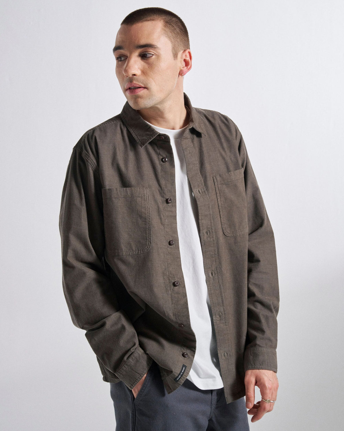 Backcountry Cord Light Shirt - Dusty Olive - Studio Model