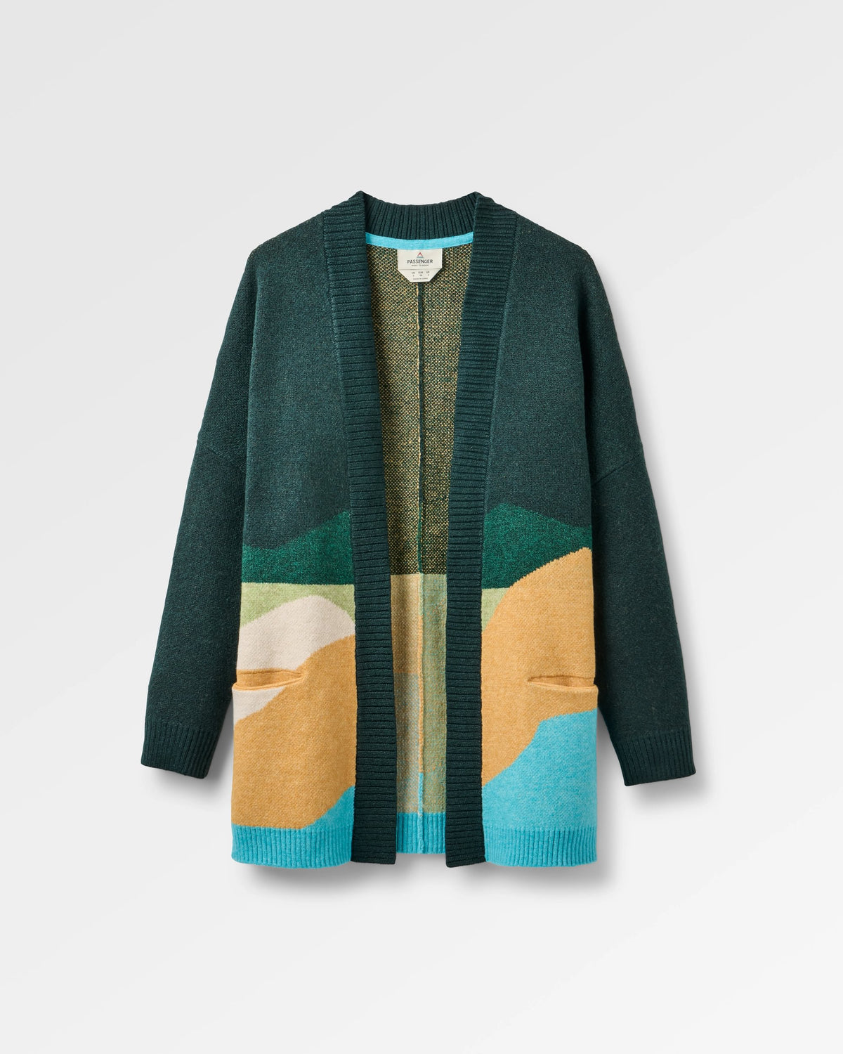 Scenic Recycled Long Knitted Cardigan - Scenic Dark Fern - Flatlay