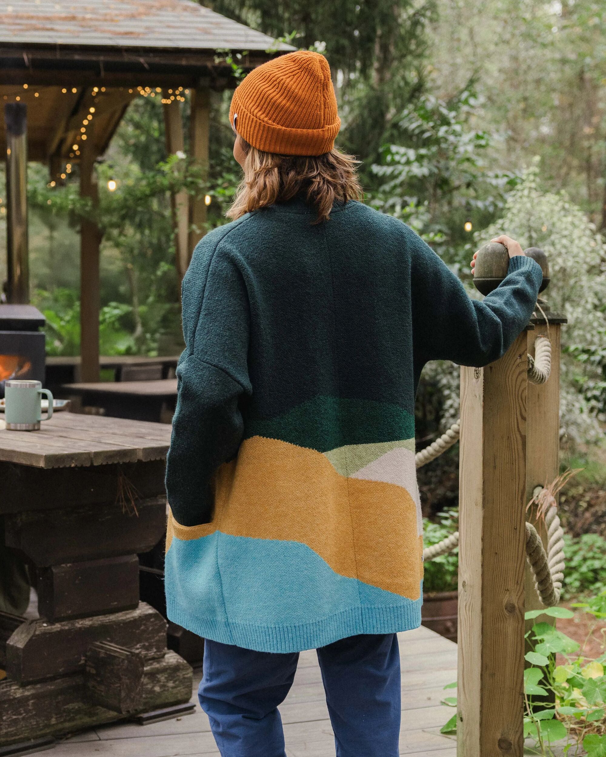 Scenic Recycled Long Knitted Cardigan - Scenic Dark Fern - Lifestyle