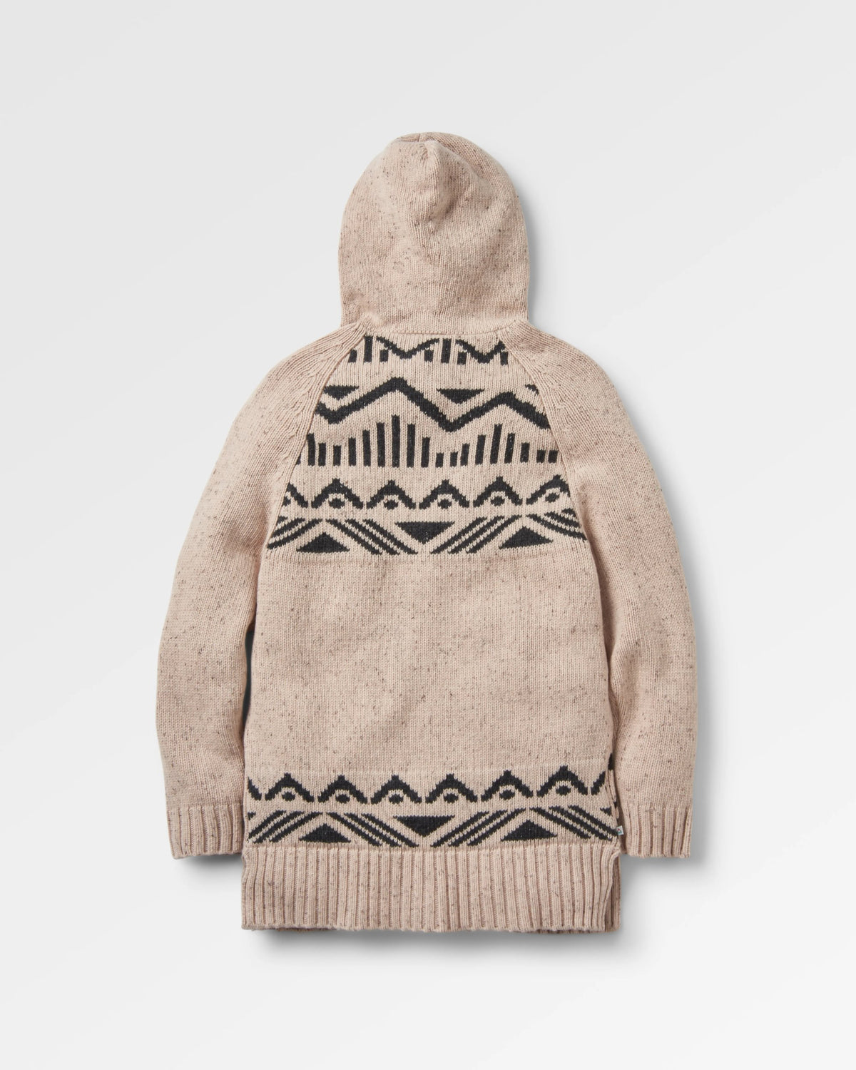 Snoozle Recycled Knitted Hooded Cardigan - Oatmeal - Flatlay