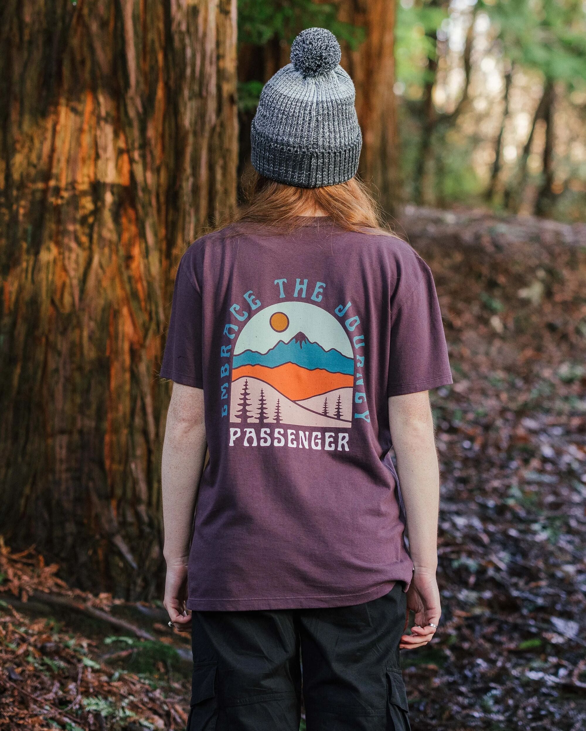 Outlook Recycled Cotton Oversized T-Shirt - Deep Plum - Lifestyle