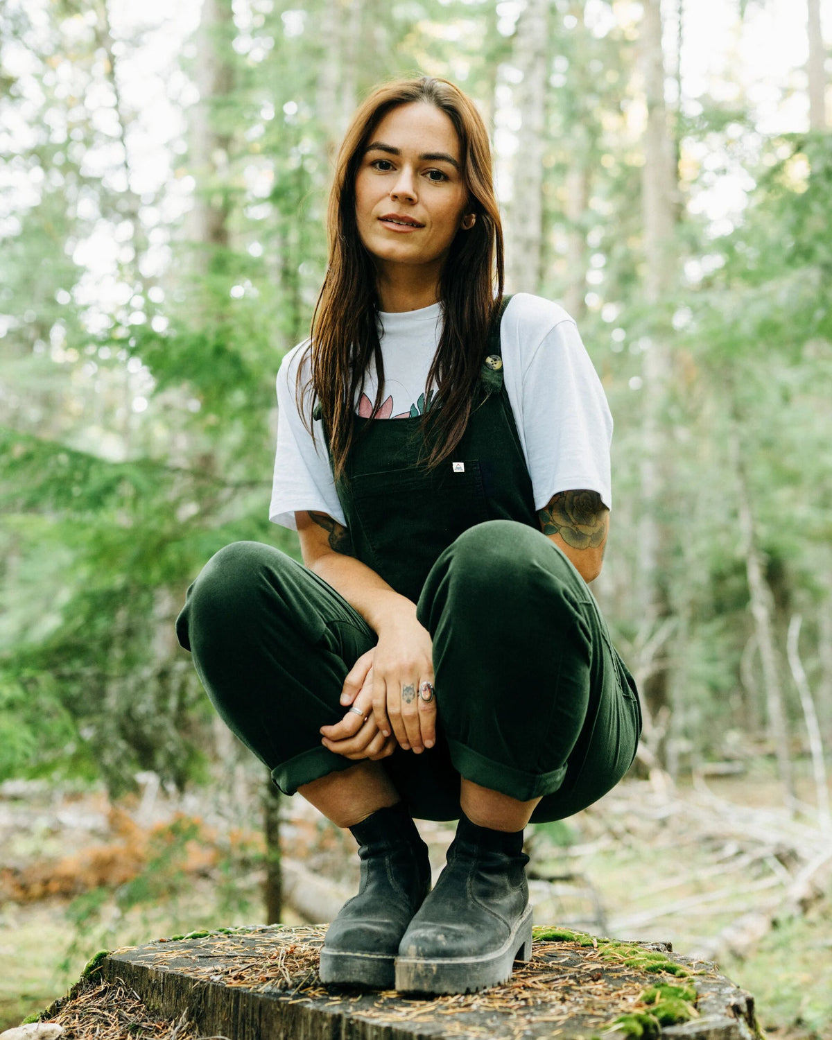 Meadows Cotton Cord Dungarees - Fir Tree - Lifestyle
