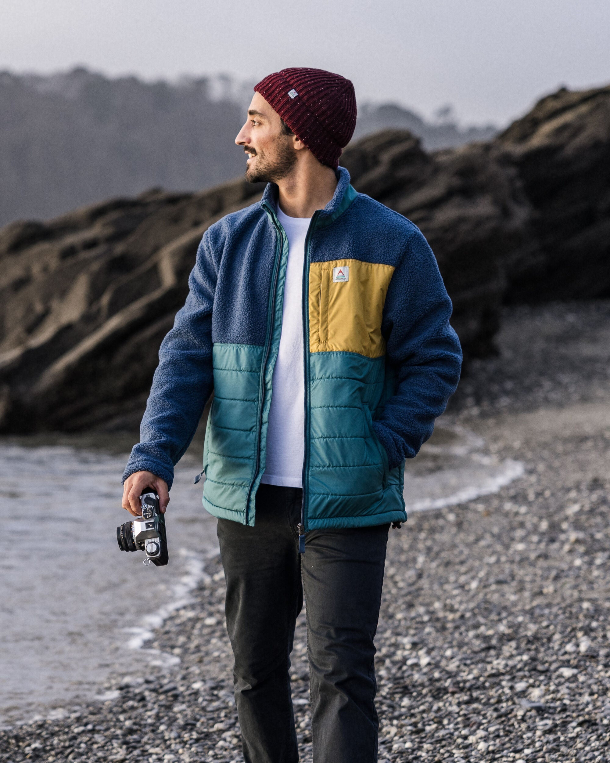 Born Explorer Recycled Polar-Lined Sherpa Fleece - Dark Denim - Lifestyle