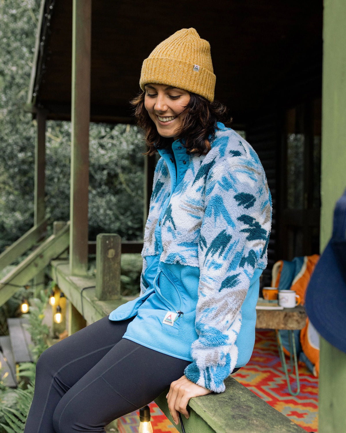 Navegado Soft-Touch Sherpa Fleece - Abstract Mountain Blue Fog - Lifestyle