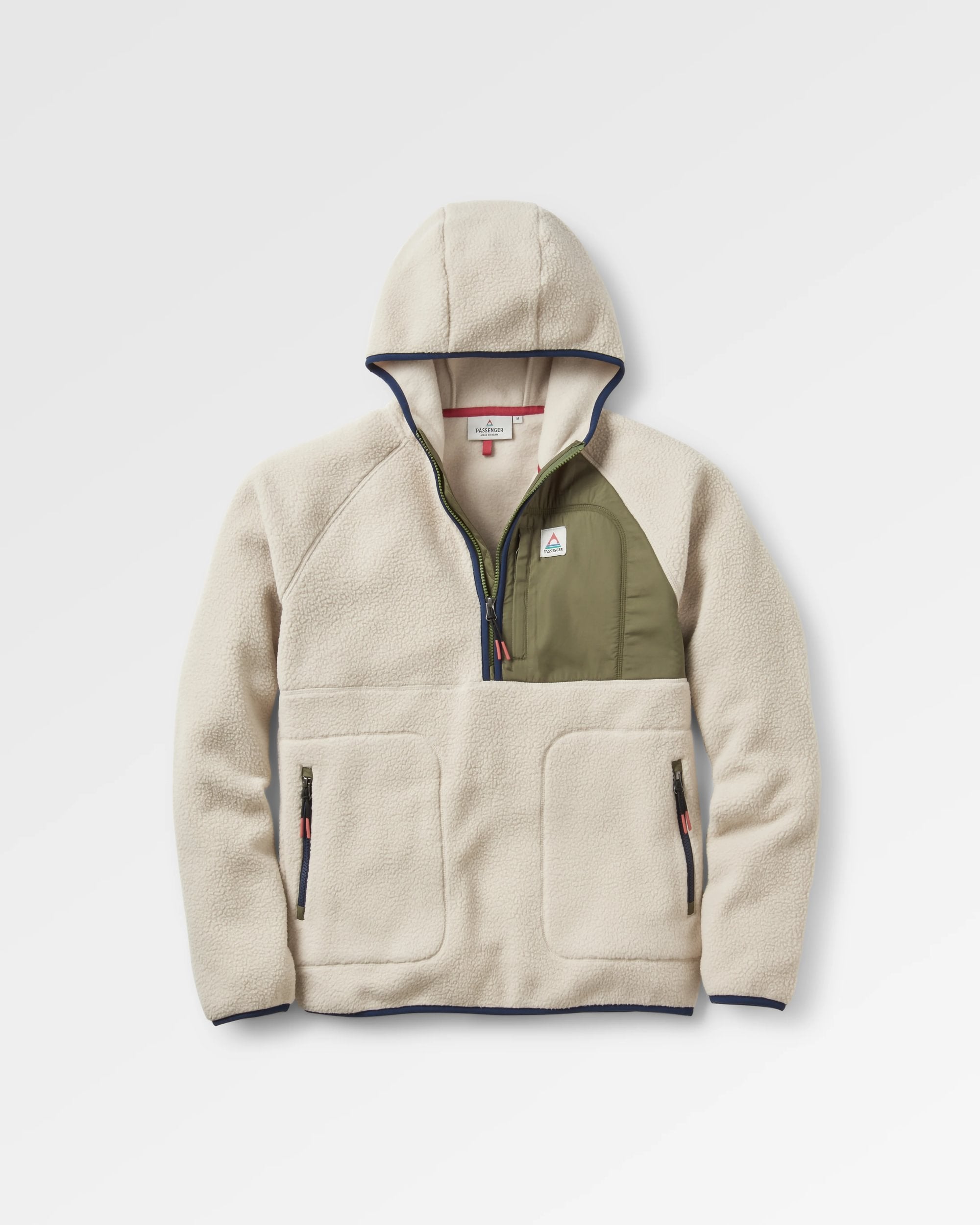 Ventura 1/2 Zip Recycled Sherpa Fleece - Oatmeal/Khaki - Flatlay