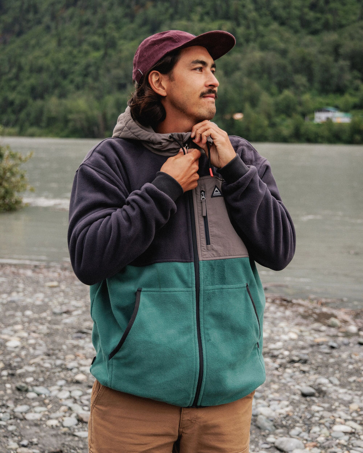 Woodland Full Zip Hooded Polartec® Fleece - Faded Black/Deep Ocean - Lifestyle