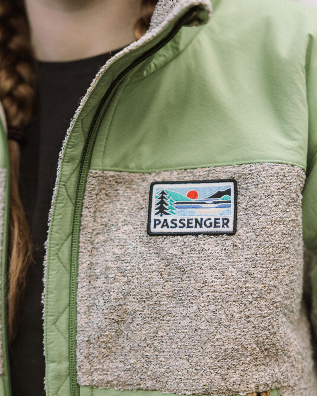 Warming Full Zip Windproof Fleece - Stem Green/Oat - Lifestyle