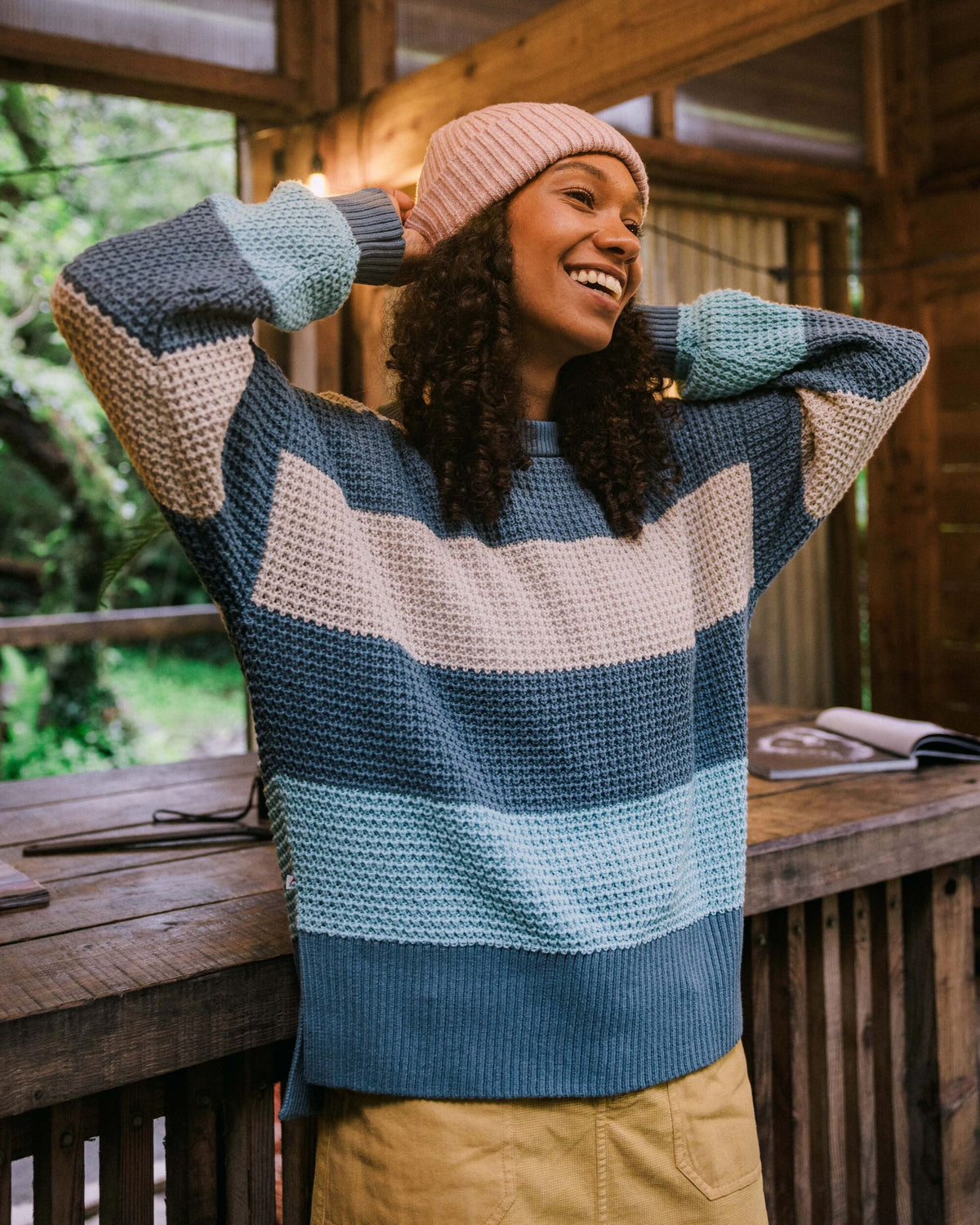 Reflection Stripey Jumper - Stormy Blue/Retro Blue - Lifestyle
