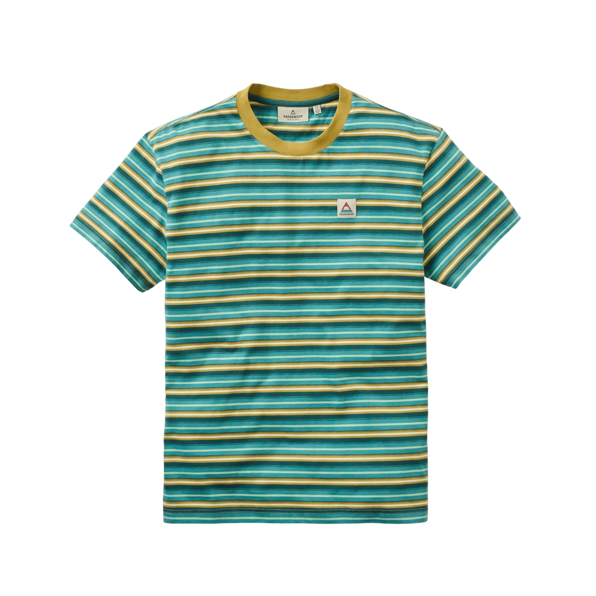 Retro Lockeres T-Shirt – Ocean Teal Multi Stripe