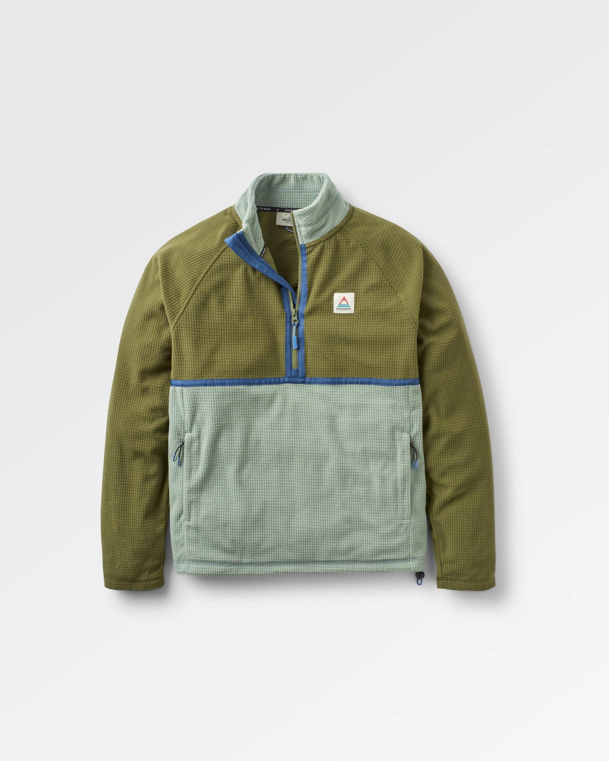 Overlook Recycled Grid Polar Fleece - Khaki/Pistachio - Flatlay