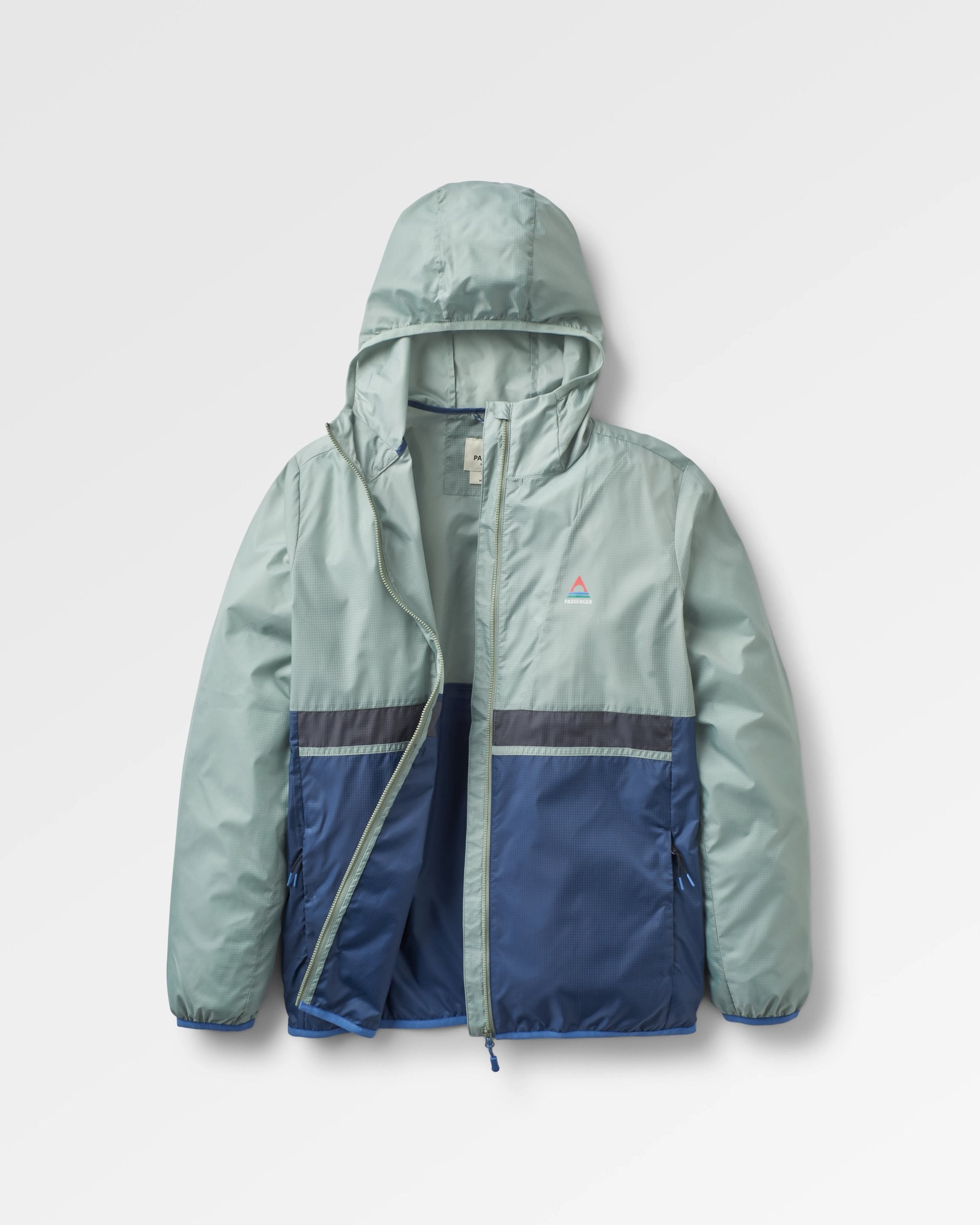 Viento Recycled Windshell Jacket - Pistachio/Dark Denim - Flatlay