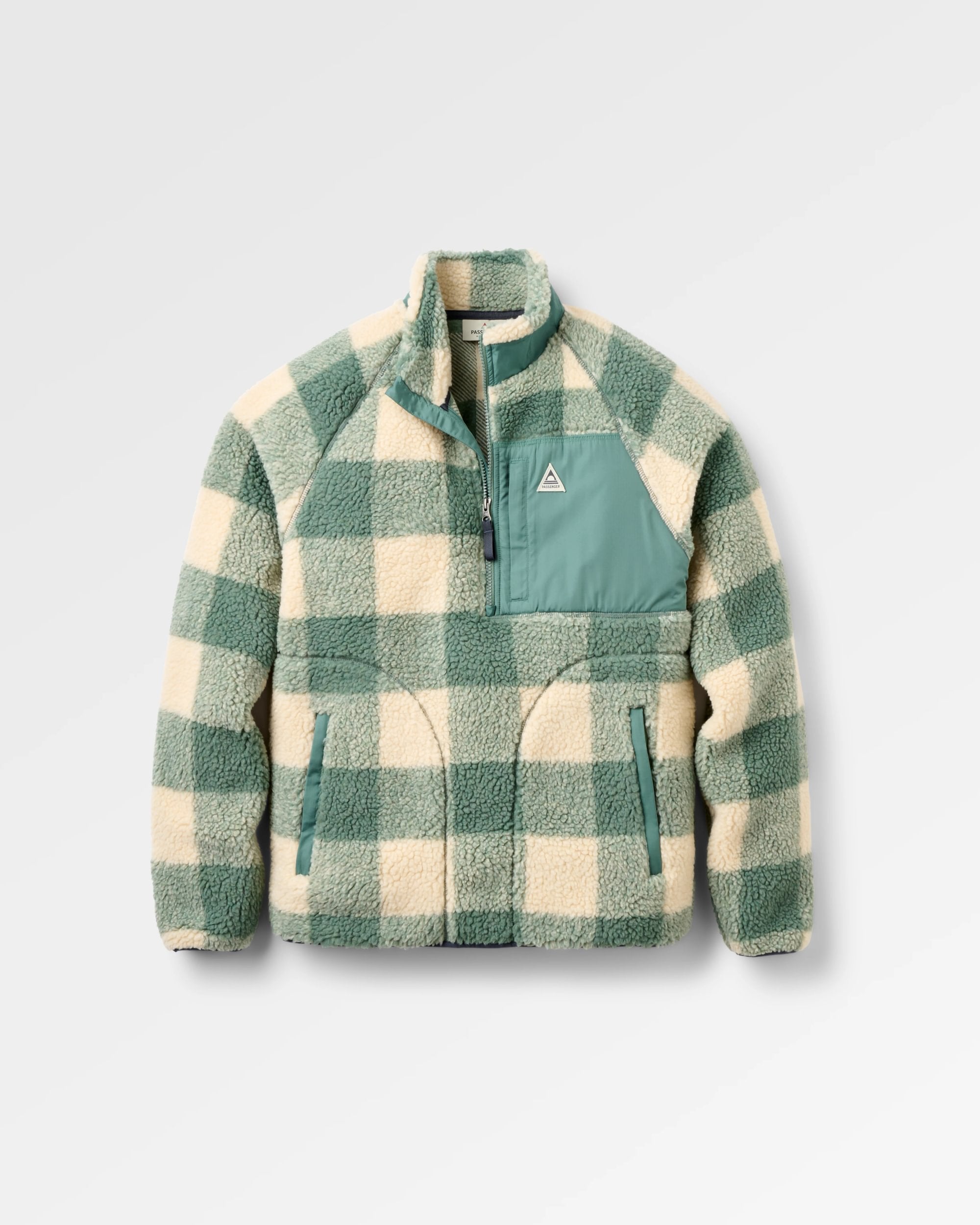 Offroad Sherpa 1/2 Zip Fleece - Dark Forest Check - Flatlay