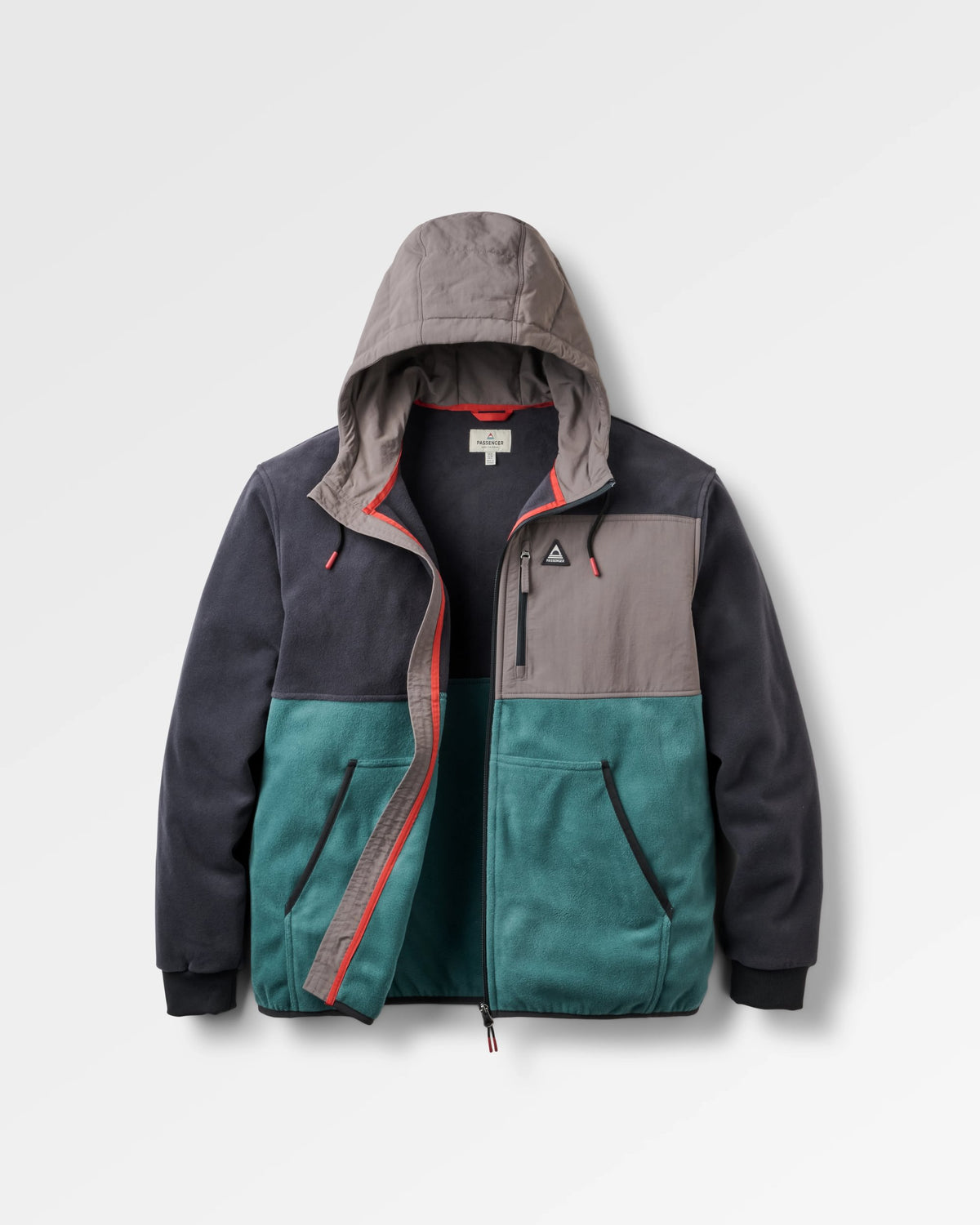 Woodland Full Zip Hooded Polartec® Fleece - Faded Black/Deep Ocean - Flatlay