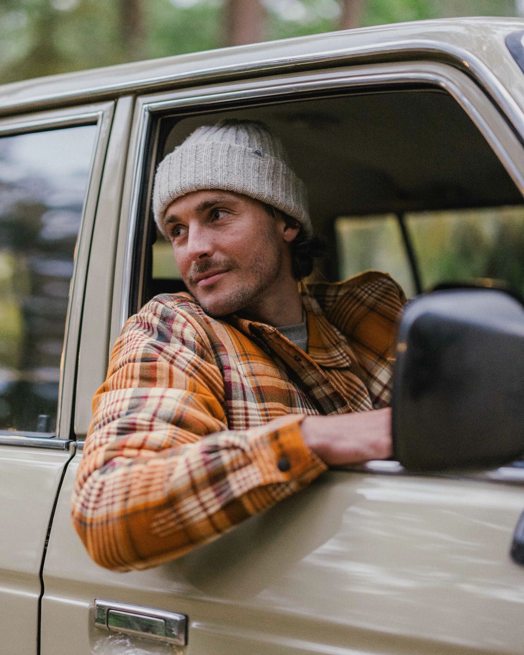 Taranaki Quilted Overshirt - Retro Orange Check - Lifestyle