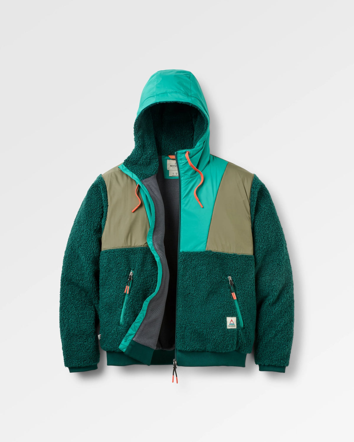 Joy Full Zip Hooded Sherpa Fleece - Greenlake/Rain Forest - Flatlay