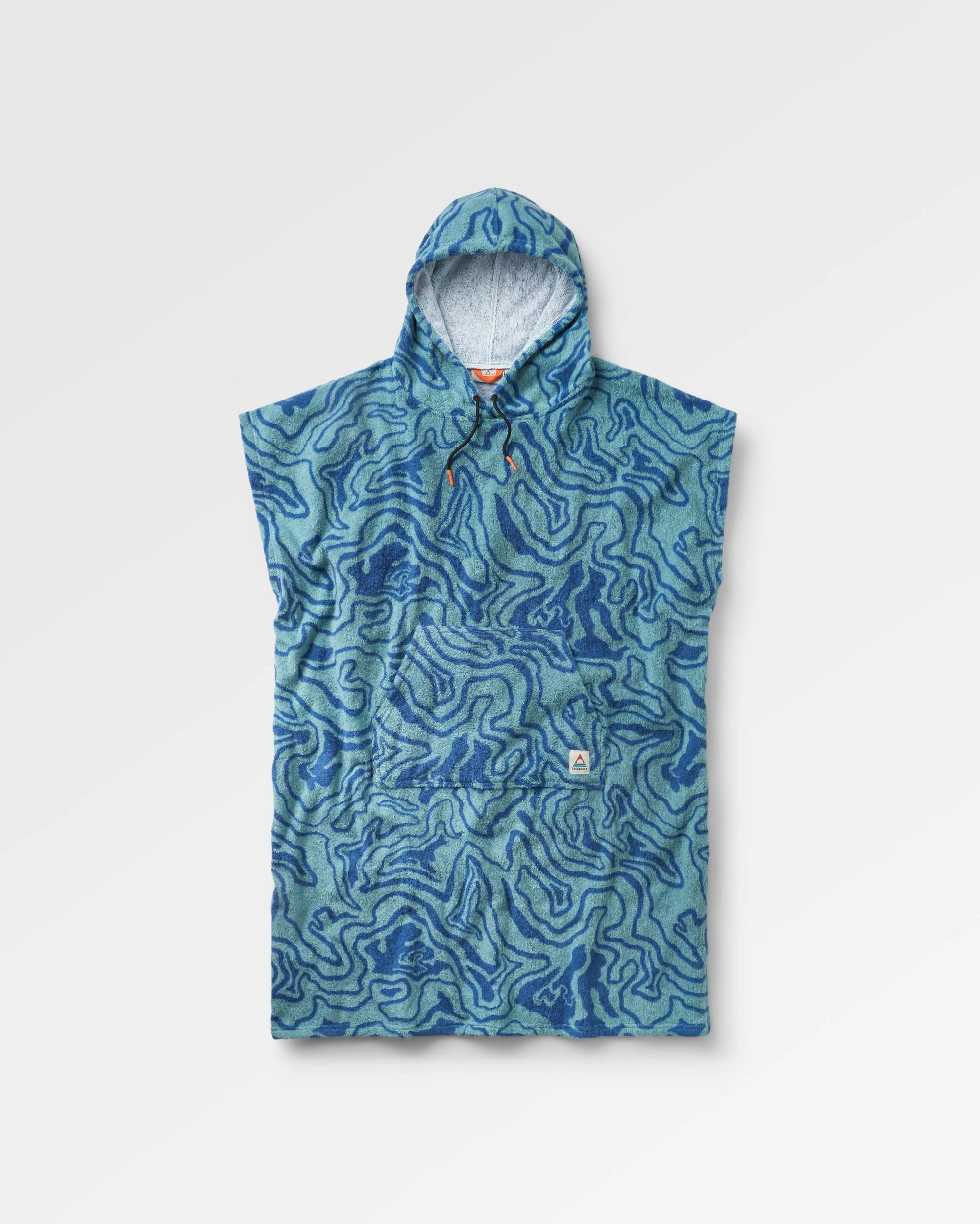 Shoreline Cotton Towel Poncho - Strata Swirl Arctic - Flatlay