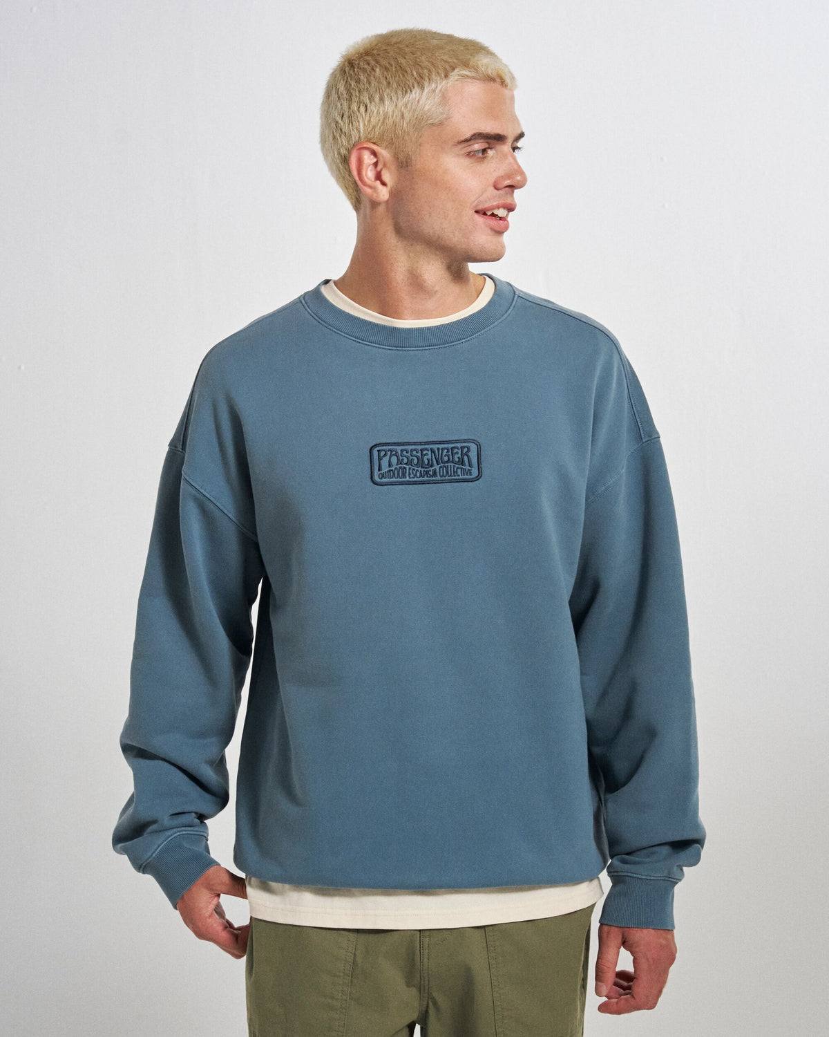 Boundless Relaxed Fit Sweatshirt - Stormy Blue - Studio Model