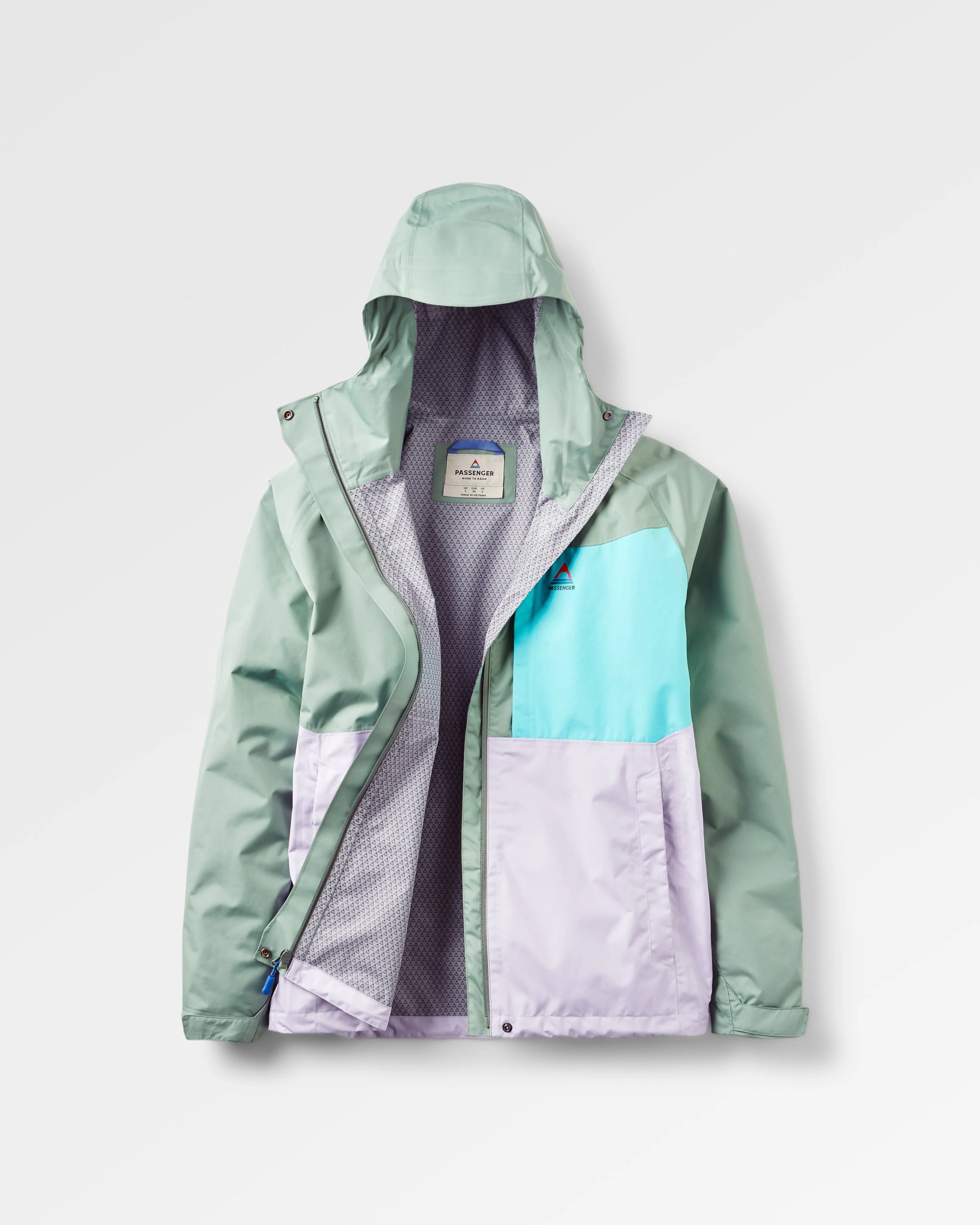 Trailscape Women's Waterproof Jacket - Pistachio/Lilac Mist/Aqua - Flatlay