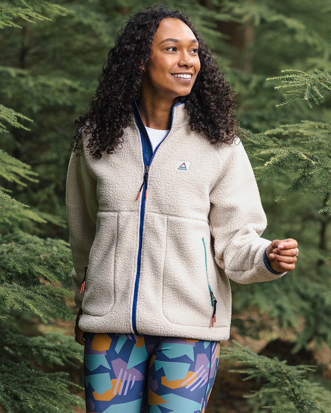 Fairbanks Full Zip Recycled Sherpa Fleece - Oatmeal - Lifestyle