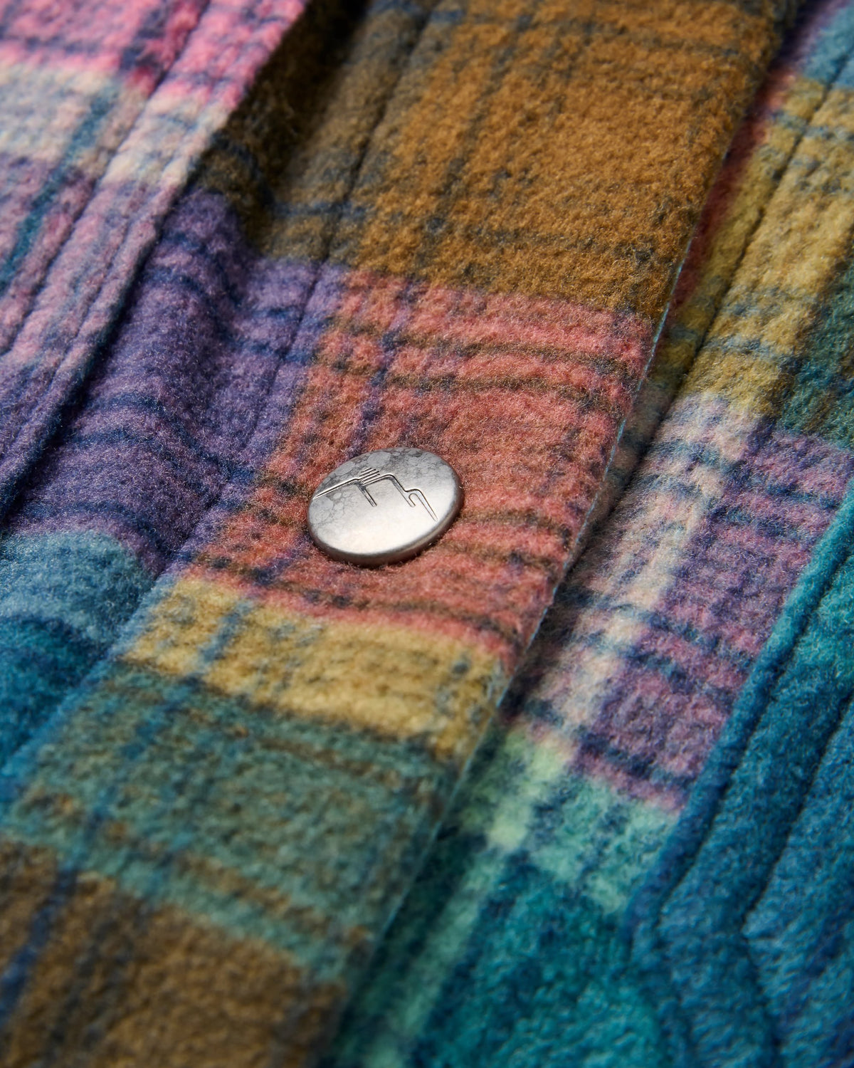 East Polar Fleece Shirt - Rich Navy Multi Check - Flatlay