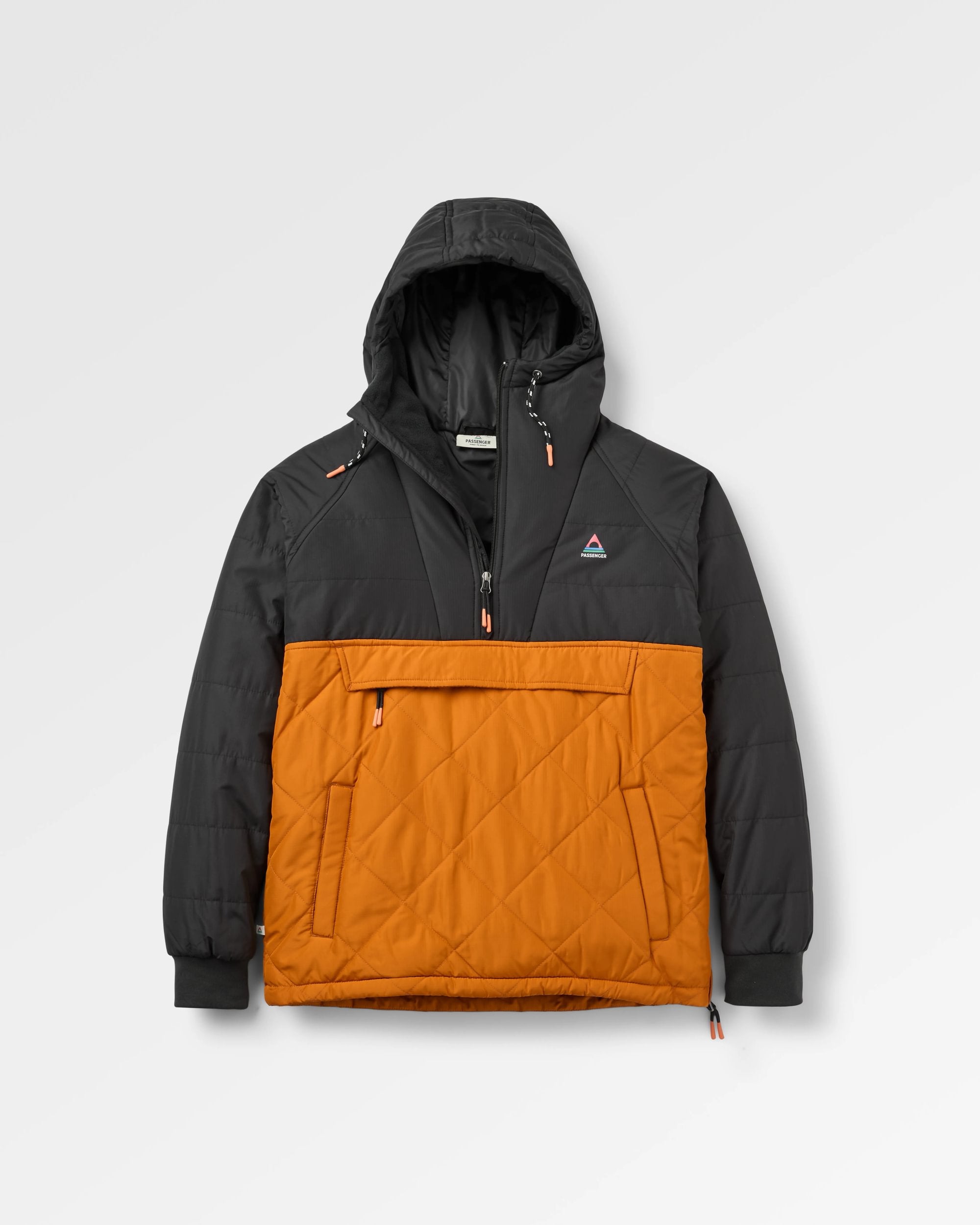 Oceanic Recycled Insulated Anorak - Black/Retro Orange - Flatlay
