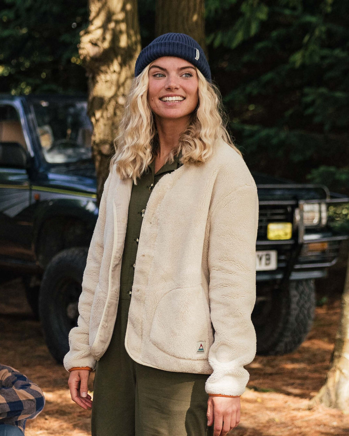 Iris Collarless Fleece Jacket - Oatmeal - Lifestyle
