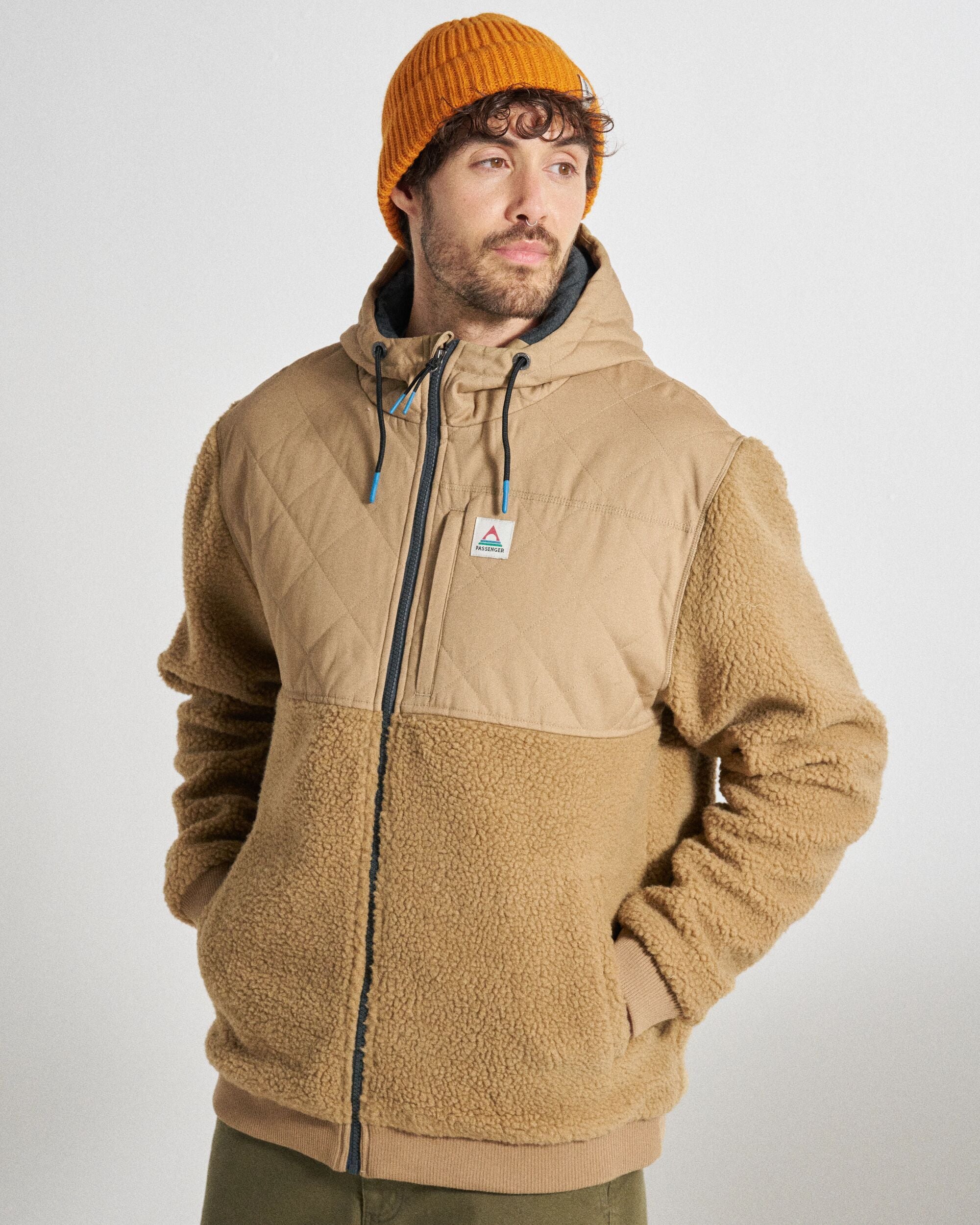 Adventure Recycled Deep-Pile Sherpa Fleece - Biscuit - Studio Model