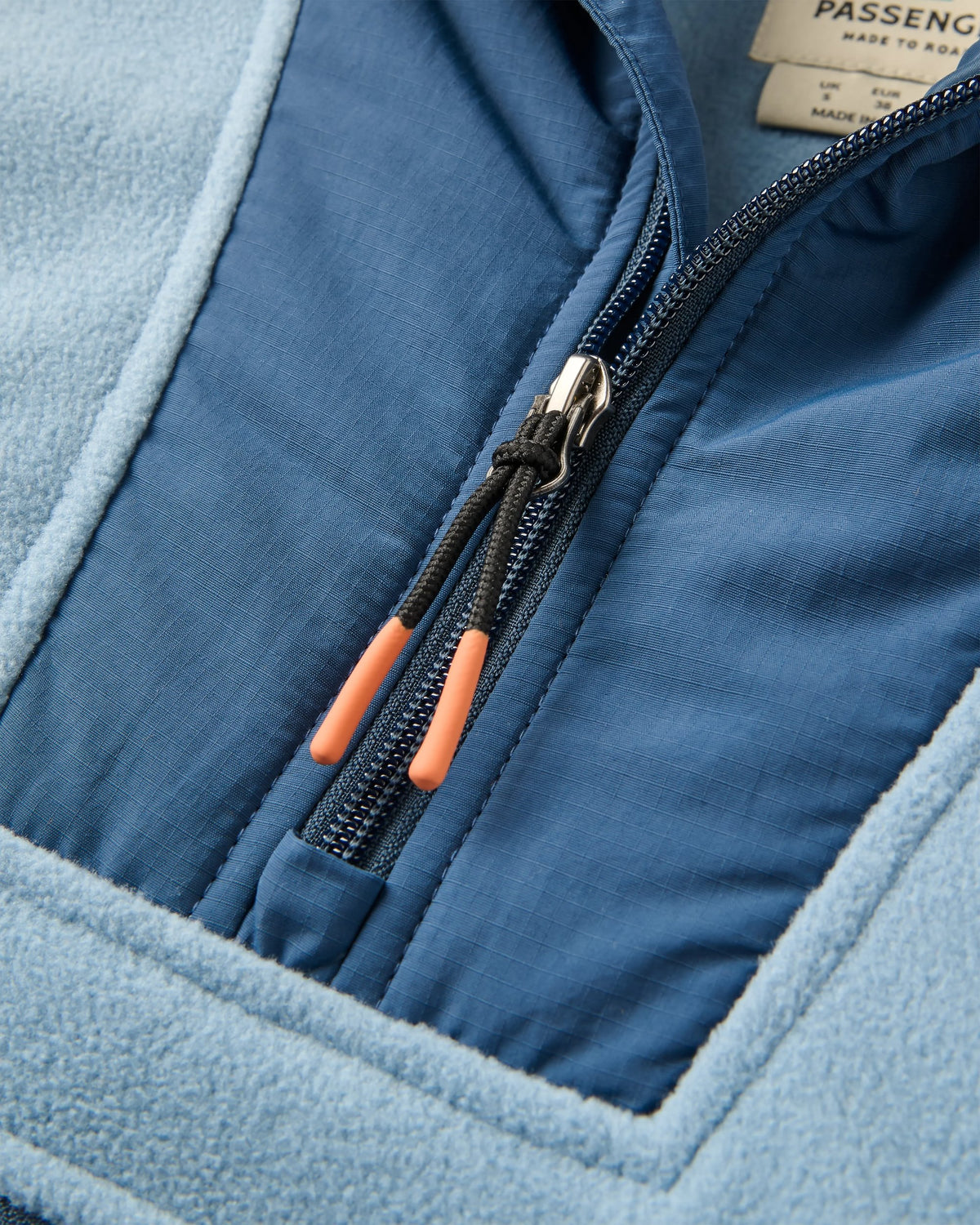 Alexander Hooded Polar Fleece - Faded Denim - Flatlay