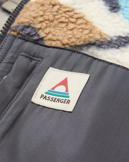 Fairbanks Recycled Sherpa Gilet - Abstract Trails Off White - Flatlay