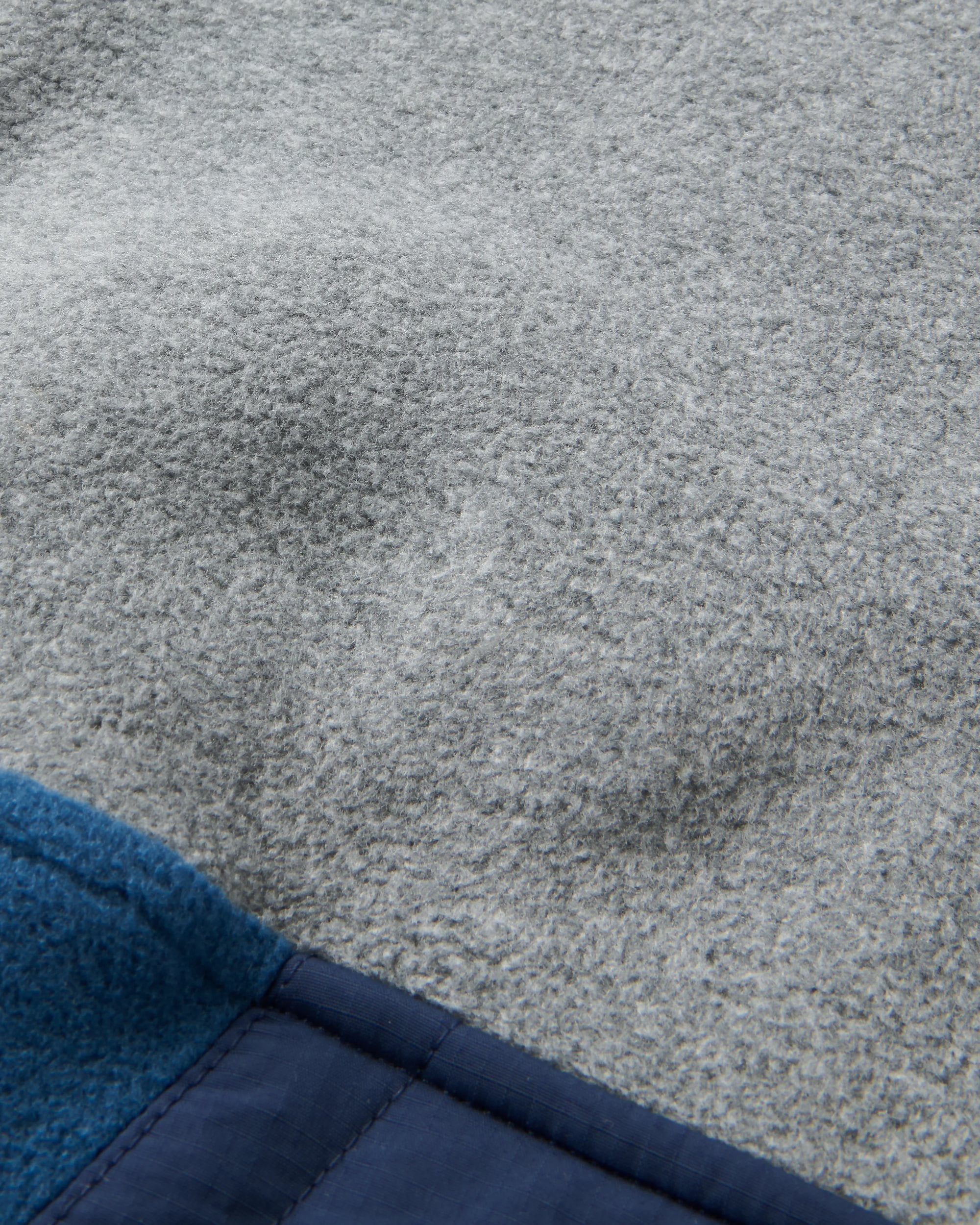 Woodland Hooded Recycled Polartec® Fleece - Grey Marl/Dark Denim - Flatlay