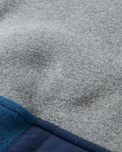 Woodland Hooded Recycled Polartec® Fleece - Grey Marl/Dark Denim - Flatlay