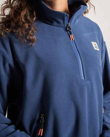 Ayla Recycled Micro Polartec® Fleece - Dark Denim - Studio Model