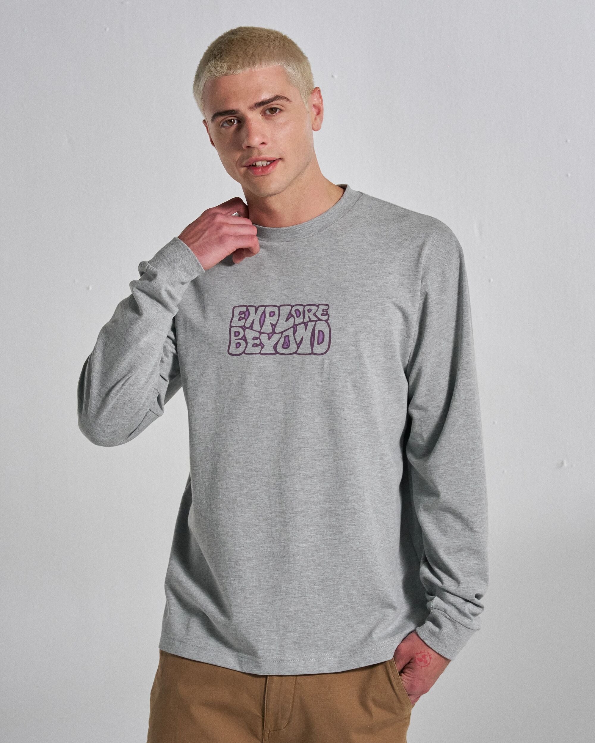 Beyond Relaxed Fit LS T-Shirt - Grey Marl - Studio Model