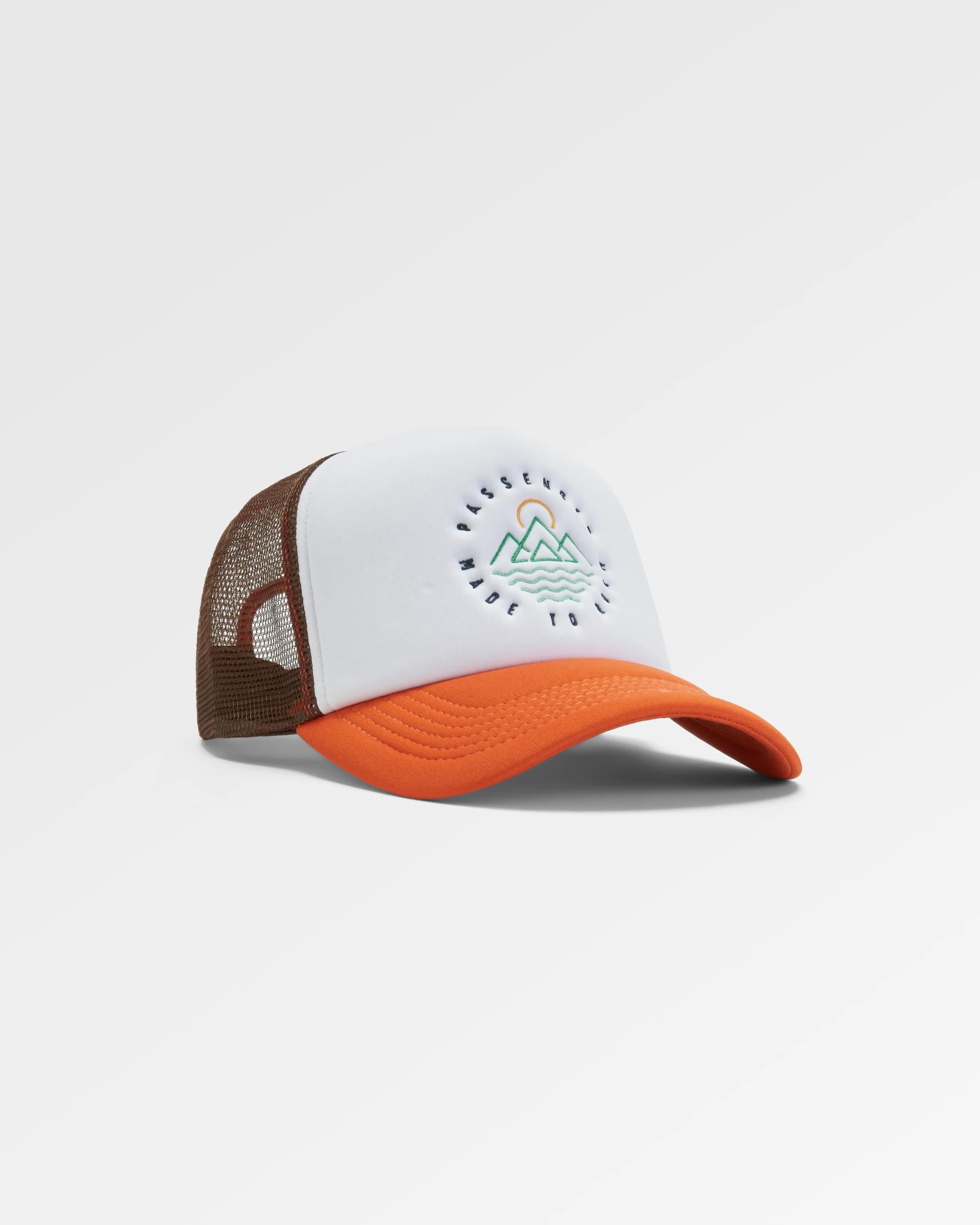 Escapism Snapback Trucker Cap - Chestnut/Sunrise Orange - Flatlay