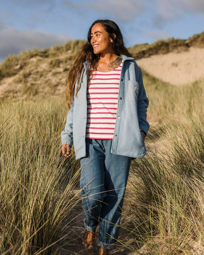 Sage Stripe Vest - Fuchsia