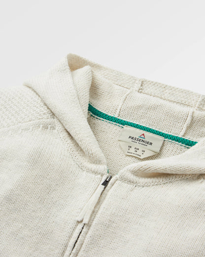 Cove Full Zip Organic Cotton Knitted Hoodie - Off White - Flatlay