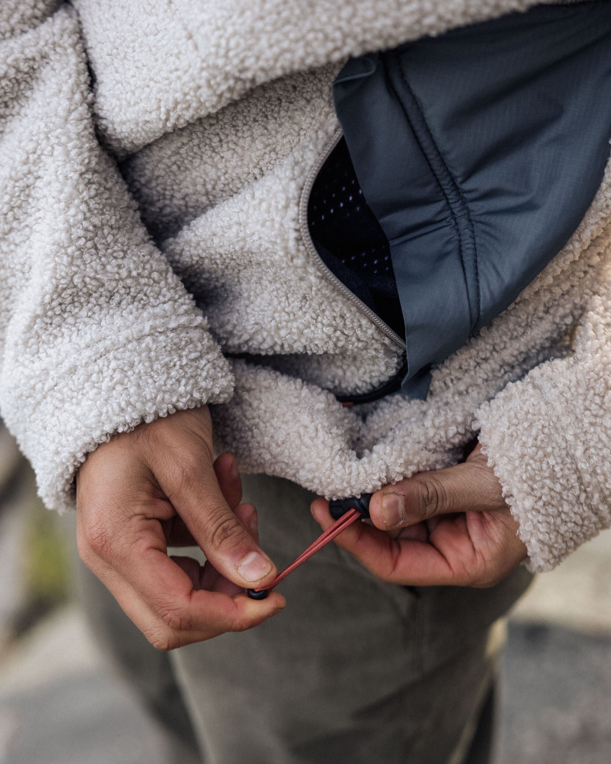 Muse Recycled Polar-Lined Sherpa Fleece - Pebble Grey - Lifestyle