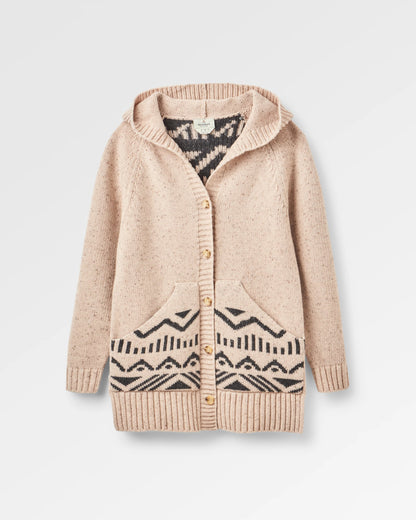 Snoozle Recycled Knitted Hooded Cardigan - Oatmeal - Flatlay