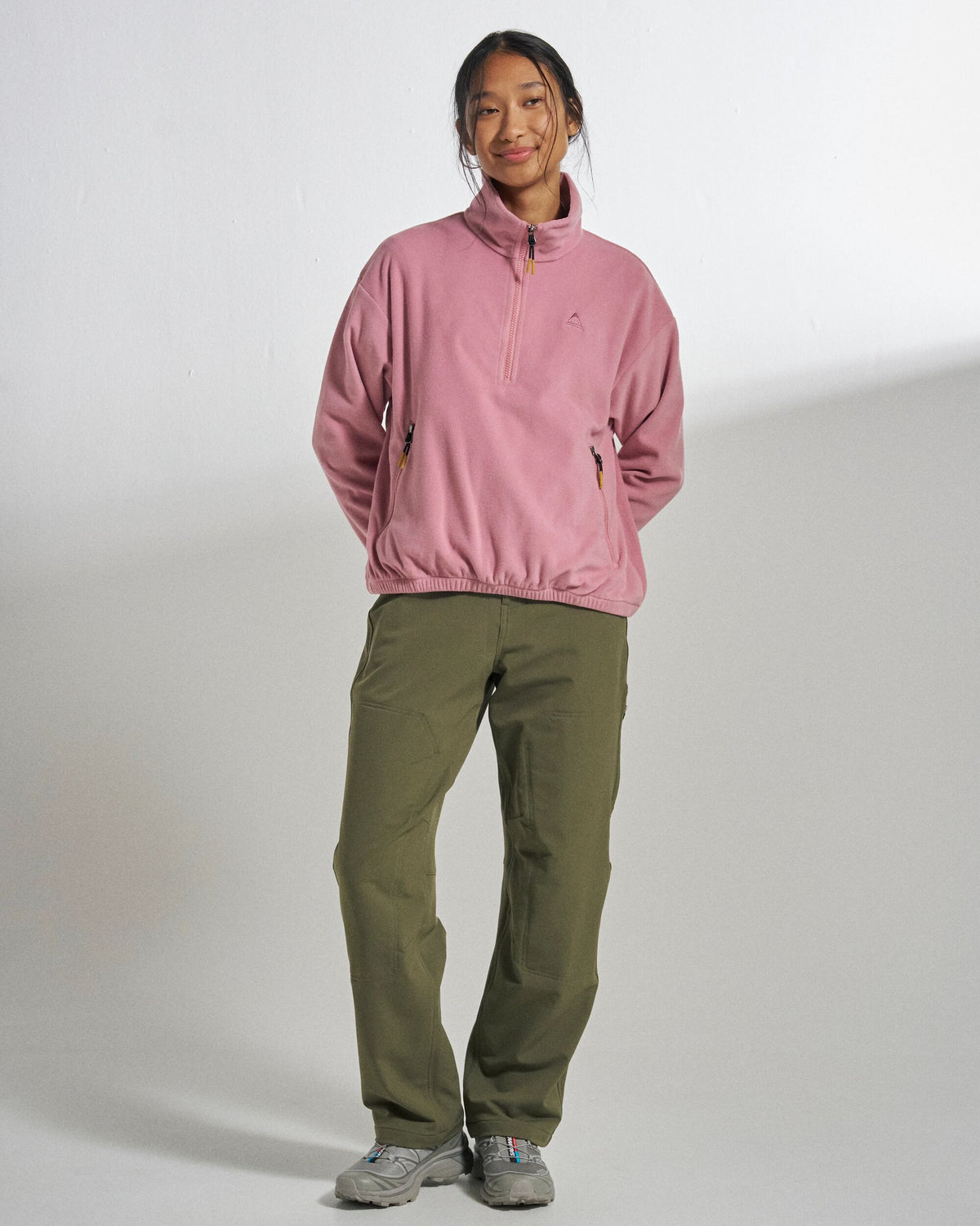 Ayla Micro Polartec® 1/4 Zip Fleece - Pink Haze - Studio Model