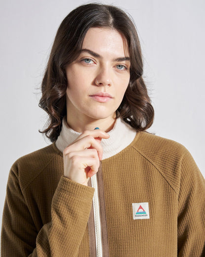 Off Trail Grid Polar Fleece - Caramel/Birch - Studio Model