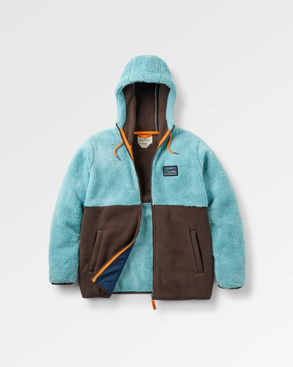 Nestling Recycled Polar-Lined Sherpa Fleece - Retro Blue/Espresso - Flatlay