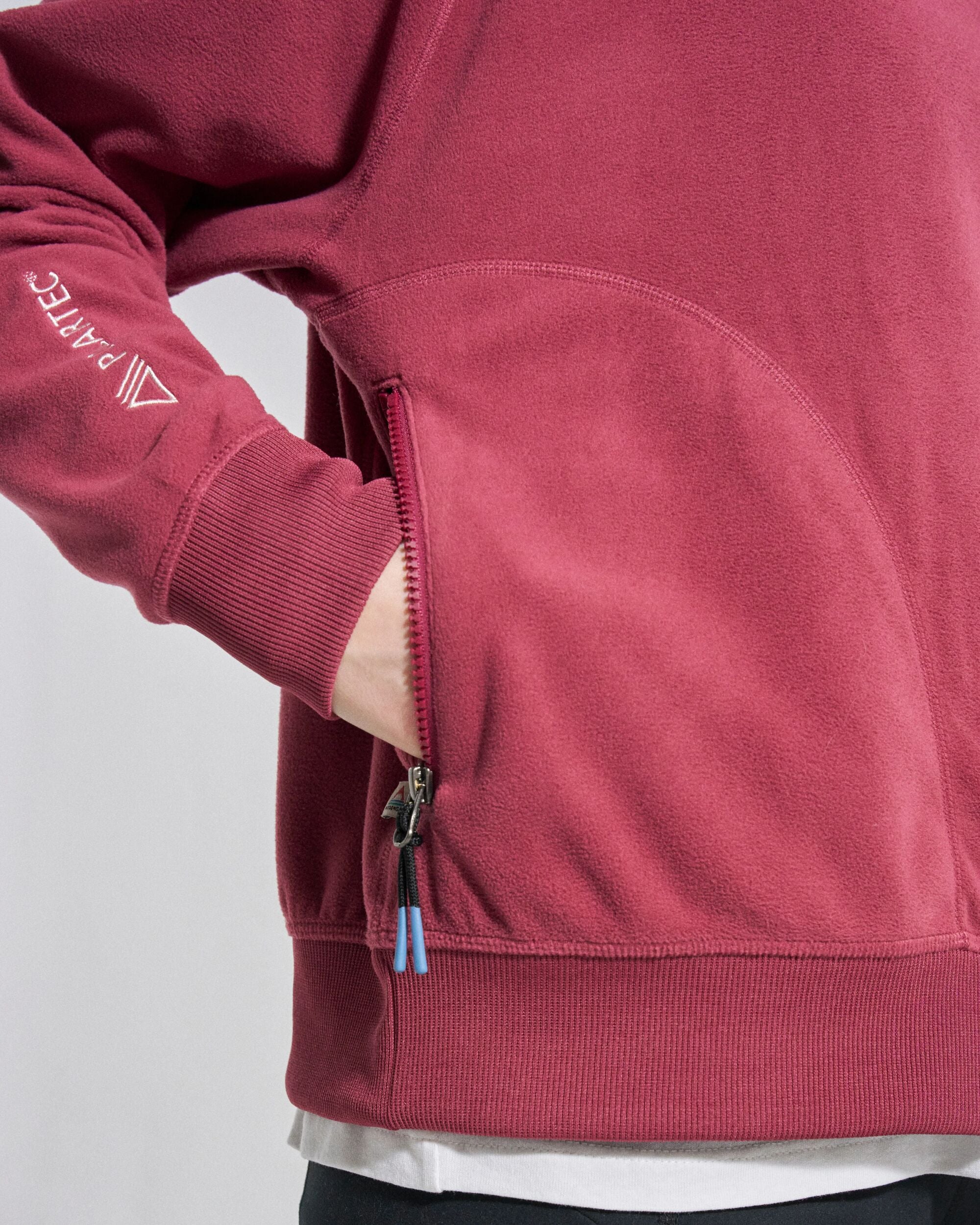 Ayla Micro Polartec® Crew Fleece - Maroon - Studio Model