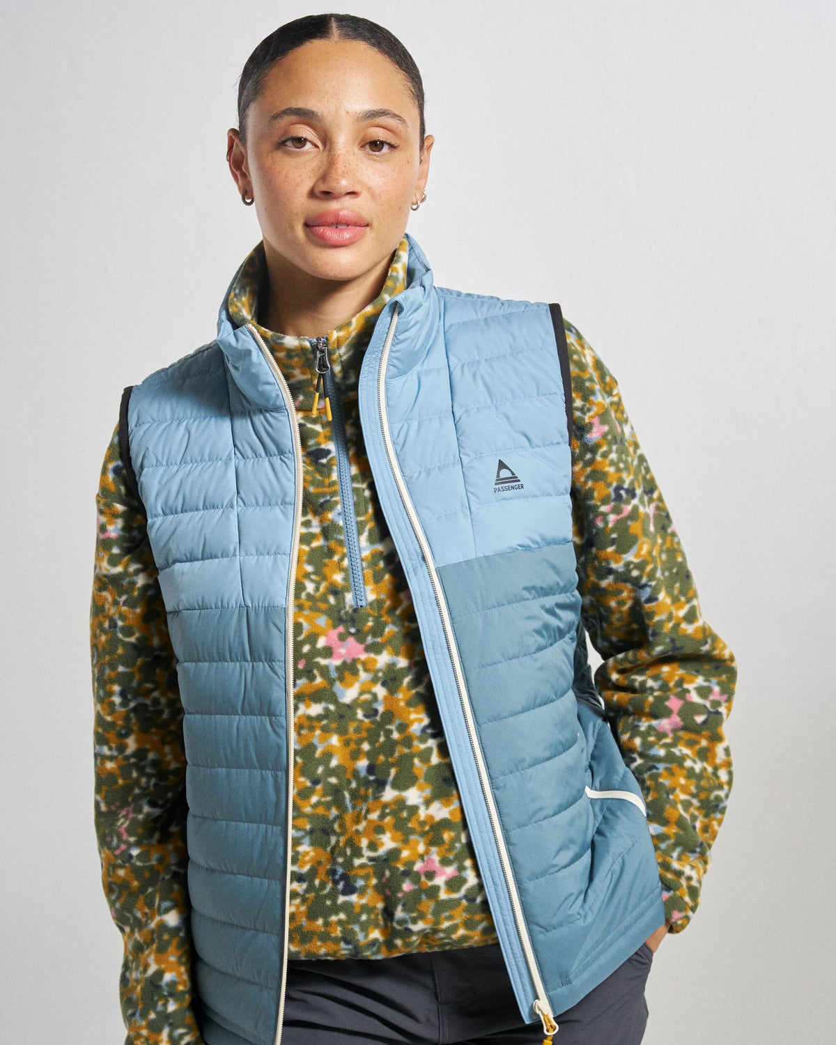 Northstar Down Vest - Stormy Blue/Faded Denim - Studio Model